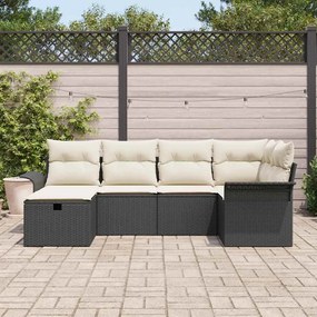 vidaXL Σετ Καναπέ Κήπου 6 pcs Μαύρο και κρεμ 242.5 x 132.5 x 85 εκ.