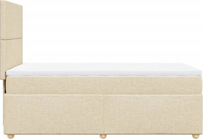 vidaXL Κρεβάτι Boxspring με Στρώμα Κρεμ 100 x 200 εκ. Υφασμάτινο