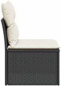 vidaXL Καναπές Κήπου Χωρίς Μπράτσα Μαύρος Συνθετικό Ρατάν με Μαξιλάρια