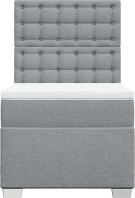 vidaXL Κρεβάτι Boxspring με Στρώμα Ανοιχτό Γκρι 90x190 εκ. Υφασμάτινο