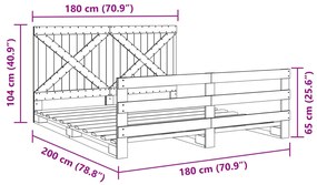 ΠΛΑΙΣΙΟ ΚΡΕΒΑΤΙΟΥ ΜΕ ΚΕΦΑΛΑΡΙ 180X200 ΕΚ. ΑΠΟ ΜΑΣΙΦ ΞΥΛΟ ΠΕΥΚΟΥ 3281560