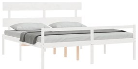 vidaXL Κρεβάτι Ηλικιωμένου με Κεφαλάρι 200 x 200 εκ. Λευκό Μασίφ Ξύλο