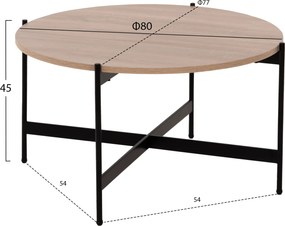 ΤΡΑΠΕΖΙ ΣΑΛΟΝΙΟΥ HM9588.03 MDF ΣΟΝΑΜΑ-ΜΑΥΡΗ ΜΕΤΑΛΛΙΚΗ ΒΑΣΗ Φ80x45Υεκ.