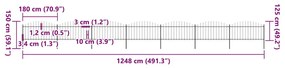 vidaXL Κάγκελα Περίφραξης με Λόγχες Μαύρα (1,25-1,5)x11,9 μ. Ατσάλινα
