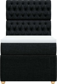 vidaXL Κρεβάτι Boxspring με Στρώμα Μαύρο 90x200 εκ. Υφασμάτινο