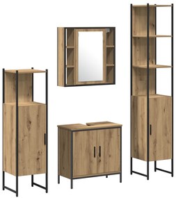 vidaXL Σετ επίπλων μπάνιου  4 τεμαχίων Artisan Oak Επεξεργασμένη ξυλεία