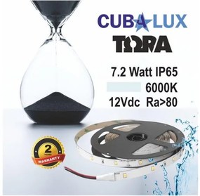 Ταινία LED 7,2W IP65 12V 3000K 4000K 6000K 5M TORA Cubalux 500010