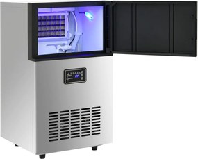 vidaXL Παγομηχανή Ασημί 45 κ. / 24 ώρες