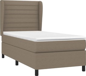 vidaXL Κρεβάτι Boxspring με Στρώμα Taupe 90x200 εκ. Υφασμάτινο