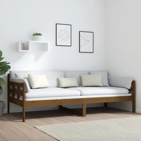 Καναπές Κρεβάτι Καφέ Μελί 90 x 200 εκ. από Μασίφ Ξύλο Πεύκου - Καφέ