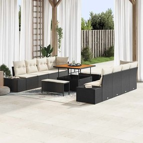vidaXL Σετ Καναπέ Κήπου με μαξιλάρι 11 pcs Μαύρο Πολυ ράταν