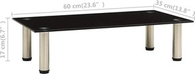 vidaXL Βάση Τηλεόρασης Μαύρη 60 x 35 x 17 εκ. από Ψημένο Γυαλί