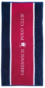 Πετσέτα Θαλάσσης Βαμβακερή 90x180εκ. Essential 3864 Κόκκινη-Λευκή-Μπλε Greenwich Polo Club