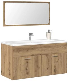 vidaXL Ντουλάπι μπάνιου με καθρέφτη Ξύλο Τεχνικής Δρυς