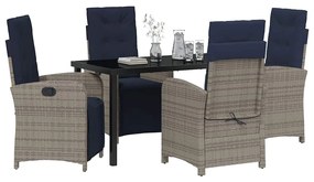 vidaXL Σέτ φαγητού για κήπο 5 pcs Γκρι συνθετικό ρατάν