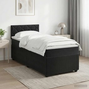 vidaXL Κρεβάτι box spring με στρώμα Μαύρο 80 x 200 cm Βελούδο