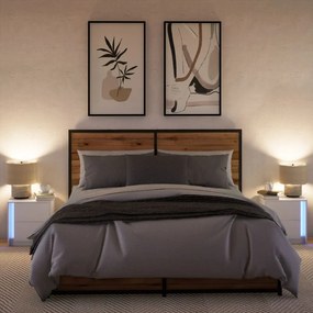 vidaXL Κομοδίνα με Φώτα LED 2 τεμ. Λευκά από Επεξεργασμένο Ξύλο