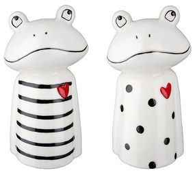 Διακοσμητικό ArteLibre Βάτραχος Λευκό/Μαύρο Πορσελάνη 5x6x12cm Σε 2 Σχέδια