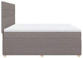 vidaXL Κρεβάτι Boxspring με Στρώμα Taupe 200x200 εκ. Υφασμάτινο