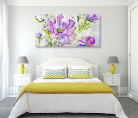 Εικόνα από μοντέρνα ζωγραφισμένα καλοκαιρινά λουλούδια - 120x60