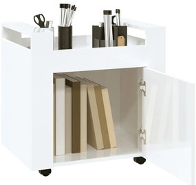 vidaXL Τρόλεϊ Γραφείου Γυαλ. Λευκό 60x45x60 εκ. από Επεξεργασμένο Ξύλο