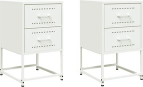 vidaXL Κομοδίνα 2 τεμ. Λευκό 36x39x60,5 εκ. από Χάλυβα