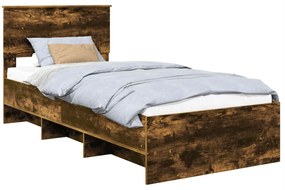 vidaXL Σκελετός Κρεβατιού Καπνιστό Δρύς 90 x 200 cm Επεξεργασμένο ξύλο