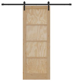 vidaXL Συρόμενη Πόρτα  με Σετ Υλικών 78x211 εκ. Συμπαγές Ξύλο Πεύκου
