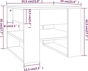 vidaXL Τραπεζάκι Σαλονιού Λευκό 55,5 x 55 x 45 εκ. από Επεξεργ. Ξύλο