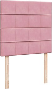 vidaXL Κρεβάτι Boxspring με Στρώμα Ροζ 90x200 εκ. Βελούδινο