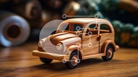 Intra Συλλεκτικό Ξύλινο Παζλ Plywood  4mm - Ξύλινο αυτοκίνητο παιχνιδιών σε ξύλινη επιφάνεια Σε Ξύλινο Κουτί - Διαστάσεις: 10x10 cm – 25 κομμάτια