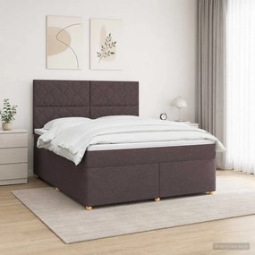 vidaXL Κρεβάτι box spring με στρώμα Σκούρο Καφέ 160 x 200 cm Ύφασμα