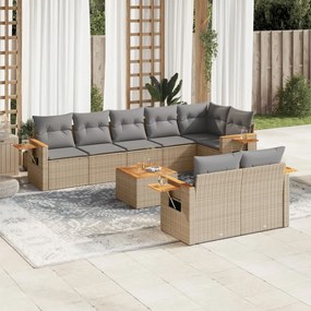 vidaXL Patio Sofa Set 9-θέσια Μπεζ και Γκρι