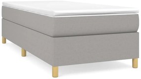 vidaXL Κρεβάτι Boxspring με Στρώμα Ανοιχτό Γκρι 100x200 εκ. Υφασμάτινο
