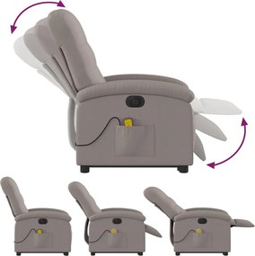 vidaXL Πολυθρόνα Μασάζ Ηλεκτρική Ανακλ.Taupe Υφασμάτινη