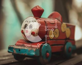 Intra Συλλεκτικό Ξύλινο Παζλ Plywood 4mm - Smiley Face Toy Train στο έδαφος Σε Ξύλινο Κουτί - Διαστάσεις: 10x10 cm – 25 κομμάτια