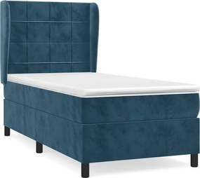 vidaXL Κρεβάτι Boxspring με Στρώμα Σκούρο Μπλε 80 x 200 εκ. Βελούδινο
