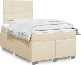 vidaXL Κρεβάτι Boxspring με Στρώμα Κρεμ 120x200 εκ. Υφασμάτινο