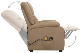 vidaXL Πολυθρόνα Μασάζ Ανακλινόμενη Καπουτσίνο Συνθ. Δέρμα