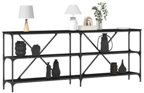 vidaXL Κονσόλα Μαύρη Δρυς 200x30x75 εκ. Κατασκευασμένο ξύλο και ατσάλι