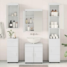 vidaXL Σετ Επίπλων Μπάνιου TULUM 5 pcs Υψηλής γυαλάδας λευκό