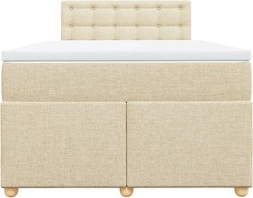 vidaXL Κρεβάτι Boxspring με Στρώμα Κρεμ 120x190 εκ. Υφασμάτινο