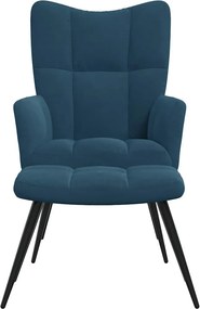 vidaXL Πολυθρόνα Relax Μπλε Βελούδινη με Σκαμπό