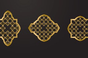 Σετ των 3 Intra απο ξύλο plywood 3mm-4mm πάχος Αραβικό παράθυρο με παραδοσιακό στολίδι Δίασταση 8x8 cm INTRAFABR-80634044