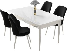 Dining Table &amp; Chairs Set (5 Pieces) Nil - White, Black White
Black