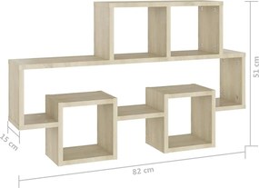 vidaXL Ράφι Τοίχου Σχήμα Αυτοκιν. Sonoma Δρυς 82x15x51 εκ. Επεξ. Ξύλο