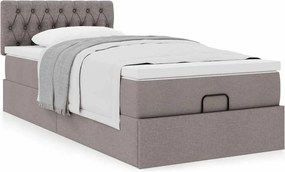 vidaXL Οθωμανικό κρεβάτι με στρώμα Taupe 80x200cm ύφασμα