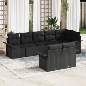vidaXL Σετ Καναπέ Κήπου 8 κομματιών με Μαξιλάρια Μαύρο Πολυεστερικό Ρατάν
