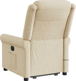 vidaXL Πολυθρόνα Μασάζ Ανακλινόμενη με Ανύψωση Κρεμ Υφασμάτινη