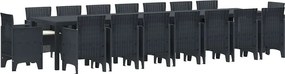 vidaXL Σετ Τραπεζαρίας Κήπου με Μαξιλάρια 17 pcs Ανθρακί PP